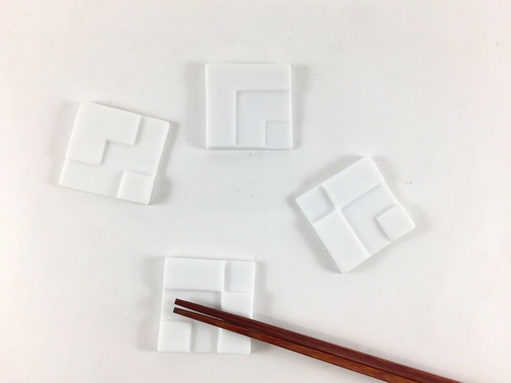 【メール便送料無料*日時指定不可*】有田焼 やま平窯 角箸置 白 エッグシェル【3.5cm 箸置き 箸おき は..