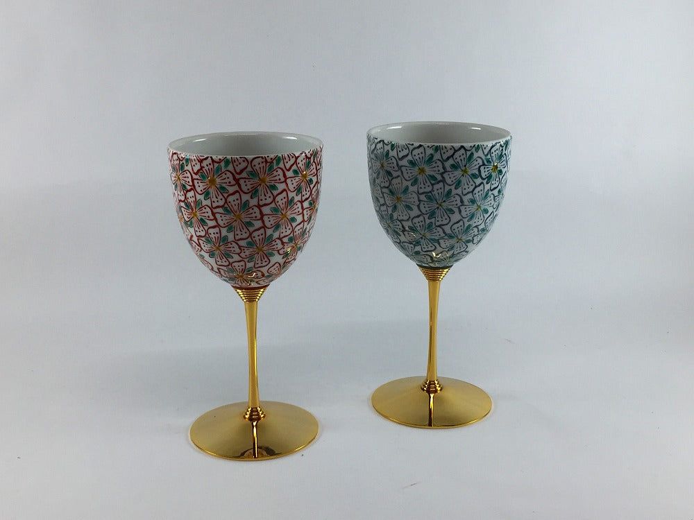 九谷焼 ペアワインカップ 花紋 170cc【セット品】【酒器 ワイン グラス カップ】
