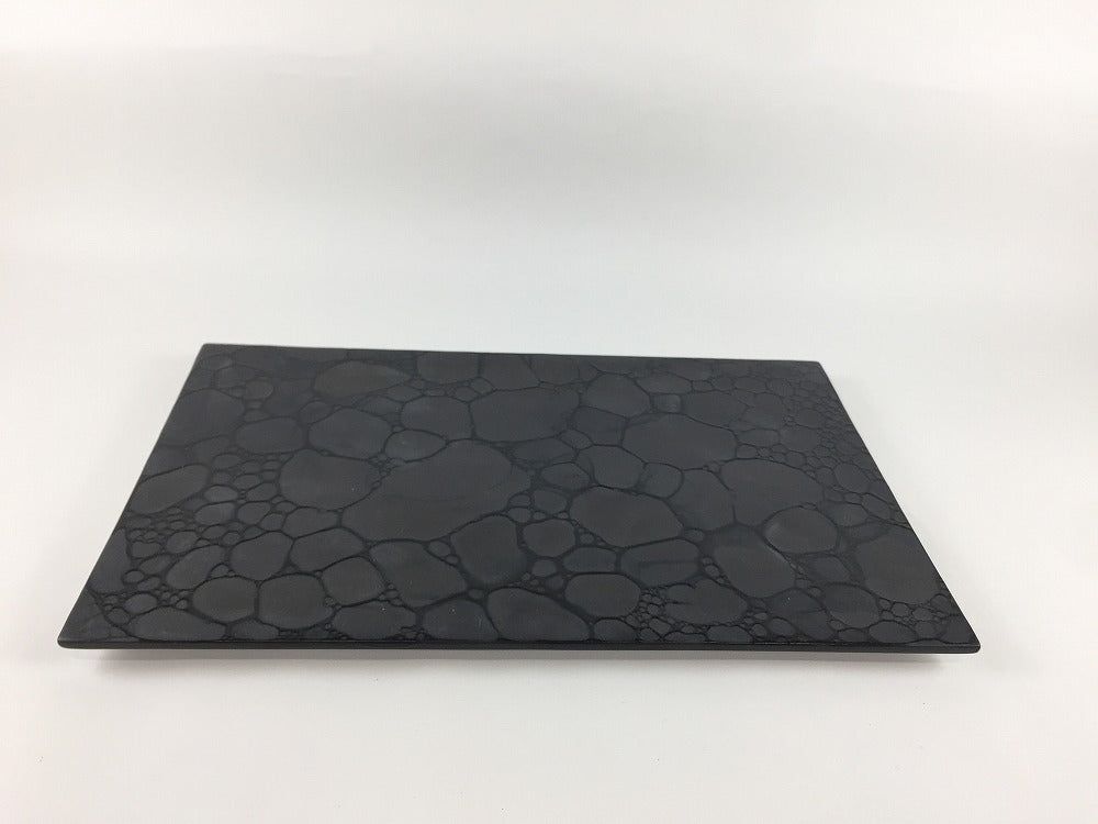 有田焼 やま平窯 志野泡黒吹.長角プレート(24×15)【24cm 角皿 平皿 中皿】