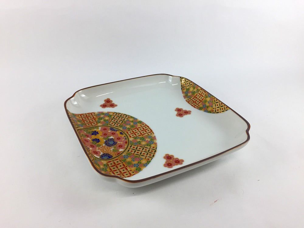 九谷焼 16cm木甲皿 小紋花詰【16cm 正角皿 中皿 小皿 おしゃれ】