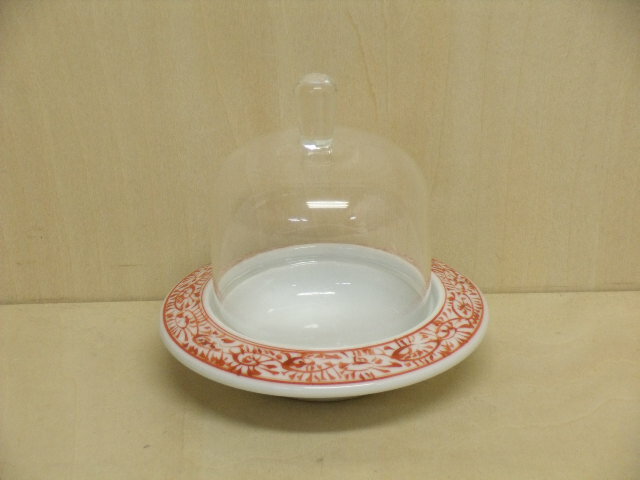 有田焼 福泉窯 ガラス蓋珍味(朱蛸唐草)【珍味入れ ふた物 磁器 陶器 ガラス 硝子 10cm】