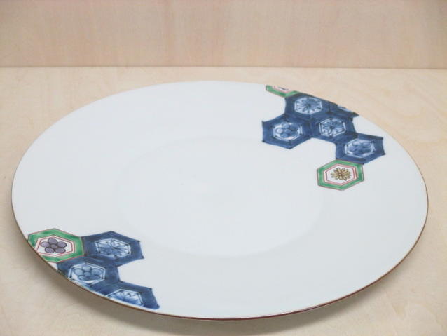 有田焼 福泉窯 9寸プレート 亀甲紋【皿 プレート 28cm 大皿】