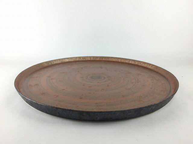 有田焼 金善窯 24cm丸皿.黒さび絞り雲ブロンズ (245e-plate(B.Bronze)