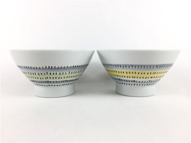 波佐見焼 和山窯 色彩カンナ.広東碗(緑/黄)【茶碗 12cm 磁器】