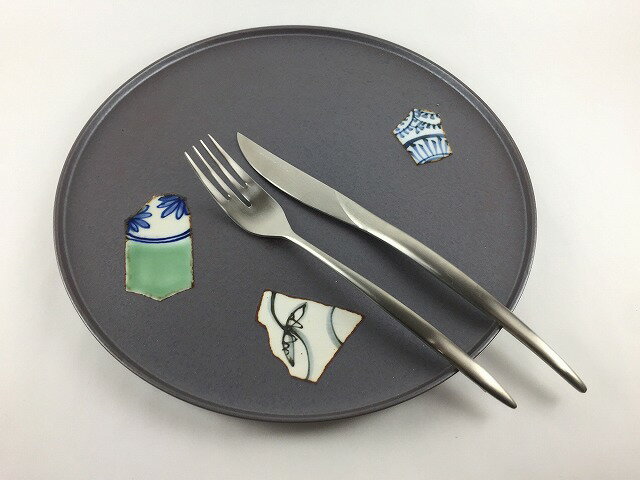 有田焼 原重窯 frame26cmプレート.焼〆陶片