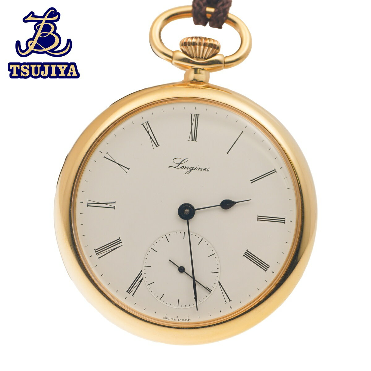 【中古AB】　LONGINESロンジン 懐中時計 ゴールドメッキ ホワイト文字盤 手巻 メンズ 【辻屋質店W1434】【質屋出品】