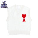 AMI Alexandre Mattiussi アミ アレクサンドル マテュッシ Ami de coeur ロゴ ウールニットベスト #M メンズ 中古A【辻屋...