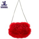 MIUMIU ミュウミュウ チェーンショルダー 5BH055 シープファー レッド MONTONE ROSSO シルバー金具 中古AB【辻屋質店B3056】【中...