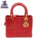 ◆大幅値下げ!◆Dior ディオールレディディオール ミディアム2WAYハンドバッグレッド GP金具中古B【辻屋質店B2380】【中古】【質屋出品】
