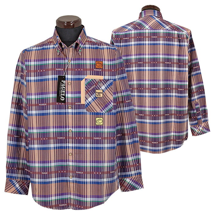 パジェロ_長袖ボタンダウンシャツ_オレンジ系_2025秋冬メンズファッションツルタ(4)