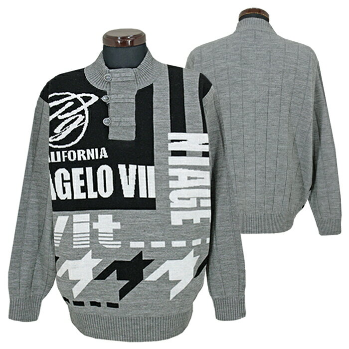 パジェロ_ヘンリーネックセーター_グレー_2025秋冬メンズファッションツルタ(4)