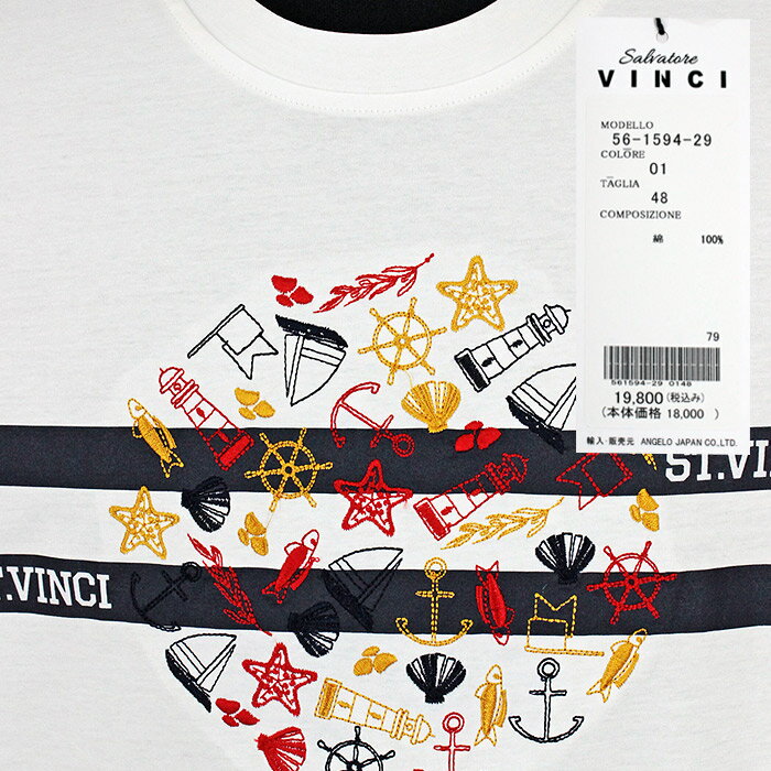 サルバトーレビンチ_長袖丸首Tシャツ（白）2025秋冬■サルバトーレビンチは パジェロ の姉妹ブランドです