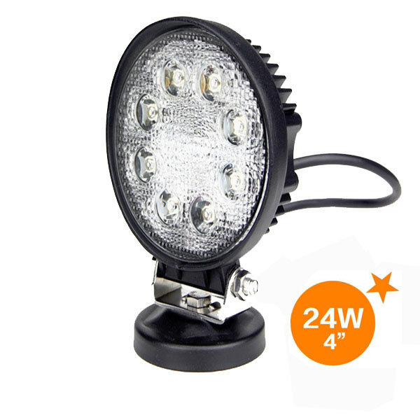 【即日発送・送料無料】高輝度LEDワークライト 24W 8連 5500K-6300K 投光器 作業灯 12/24V対応 広角タ..