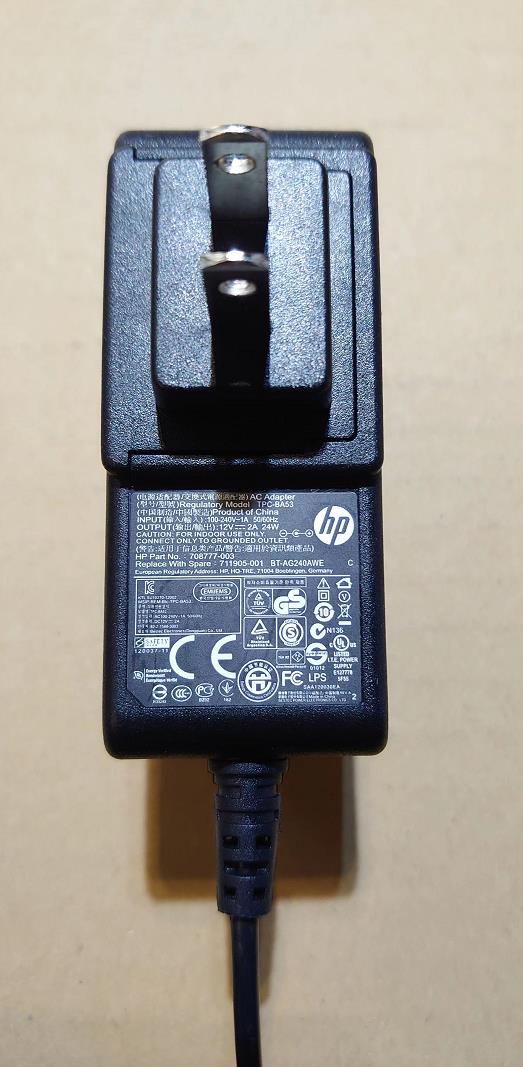 Other - 中古品 HP純正 TPC-BA53 711905-001 BT-AG240AWE 12V 2A 対応 ジャックサイズ：約5.5mm×1.7mm ACアダプター