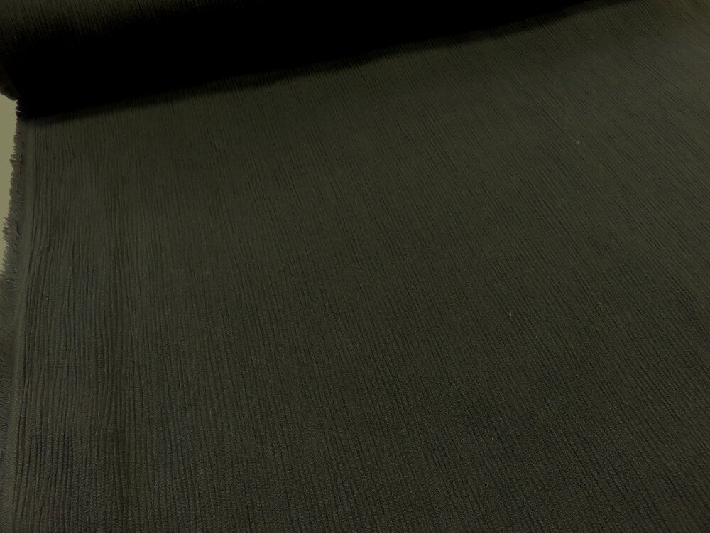 高島ちぢみ 無地 ブラック　【メール便2m可】 チヂミ マスク クール 生地 布地 パジャマ シャツ 浴衣 ..