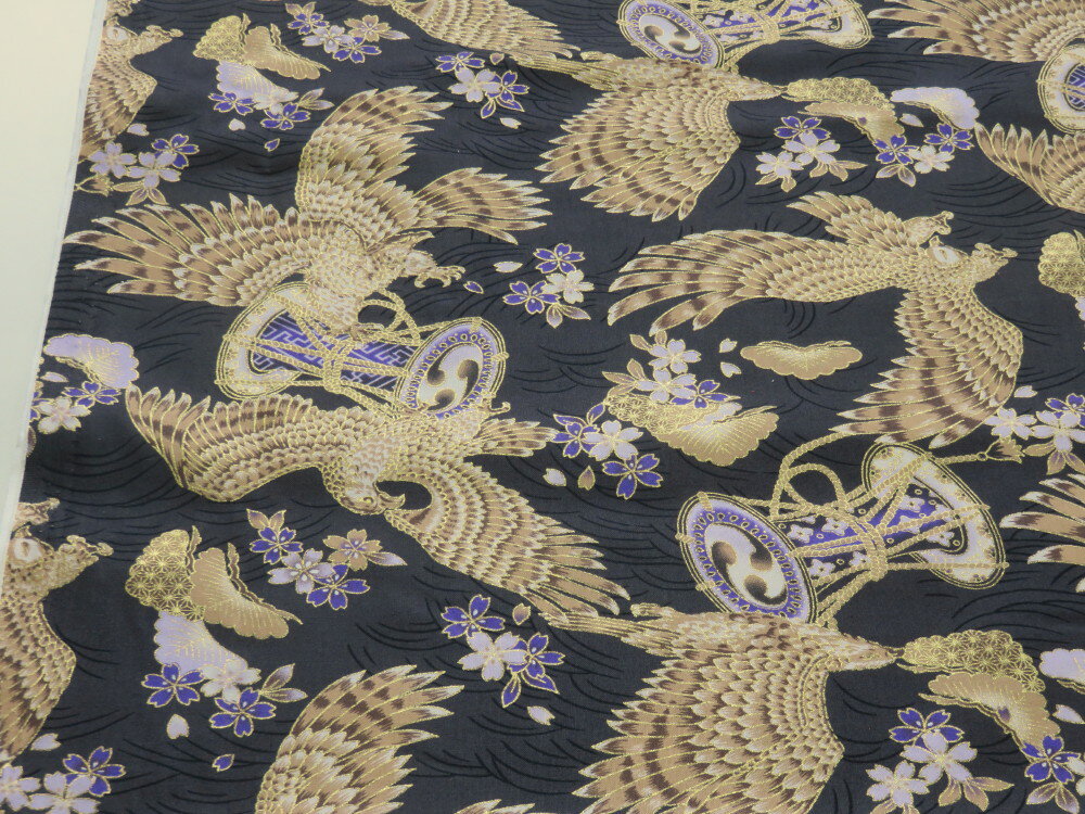 和柄 鷹タカ グレー 金ラメ入りシー