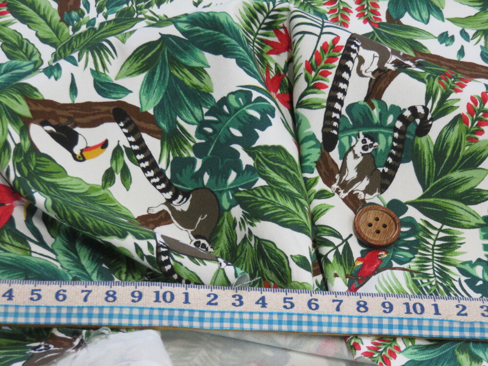 ハワイアン トロピカルアニマルズ オフ オックス生地 dou　【メール便2m可】 花柄 南の島 雑貨 小物 布 入園入学 通園通学 キッズ 女の子 男の子 スモック レッスンバッグ シューズ入れ