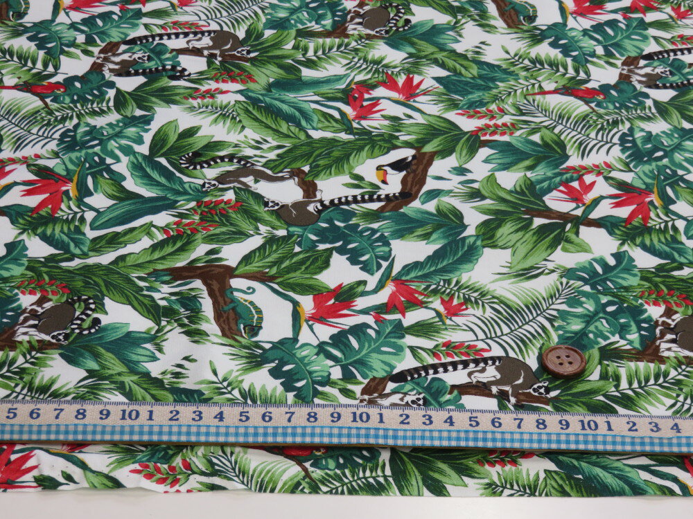 ハワイアン トロピカルアニマルズ オフ オックス生地 dou　【メール便2m可】 花柄 南の島 雑貨 小物 布 入園入学 通園通学 キッズ 女の子 男の子 スモック レッスンバッグ シューズ入れ