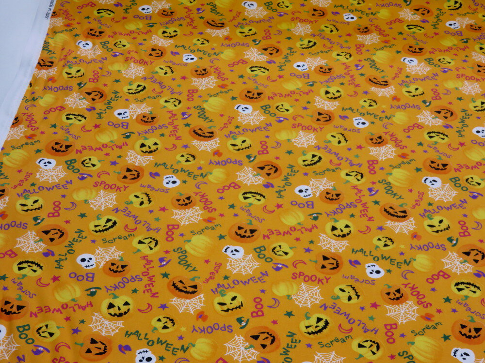 ハロウィン 3 オレンジ シーチング生地 dou【メール便3m可】 生地 布地 コットン