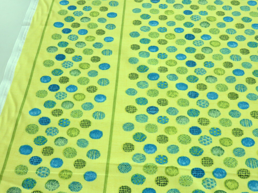 1m単位 アウトレット40% 岡本洋子 くるみボタン イエロー シャーティング生地 dou　【メール便3m可】 マークダウン メーカー処分品 生地 布地 布 コットン 綿 服地 YUWA 有輪 洋裁 パッチワーク