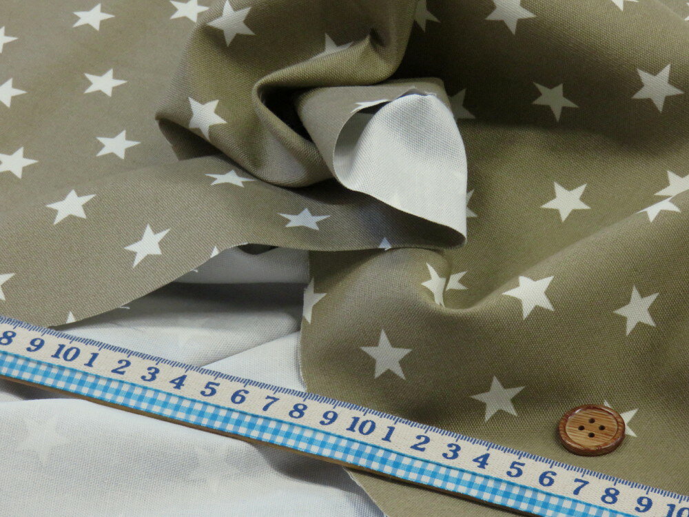 星柄 ベージュ オックス生地 dou【メール便2m可】 宇宙 スター コスモ 星 生地 布地 綿 コットン 手作り 手芸 ハンドメイド 入園 入学