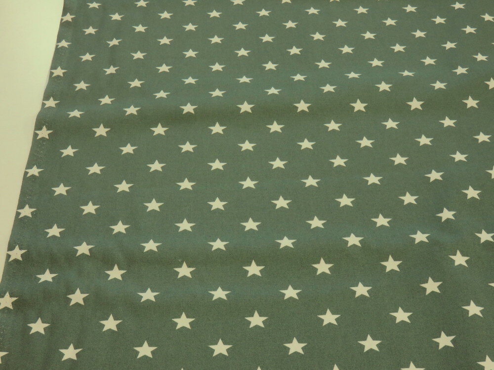 星柄 くすみグリーン オックス生地 dou【メール便2m可】 宇宙 スター コスモ 星 生地 布地 綿 コットン 手作り 手芸 ハンドメイド 入園 入学