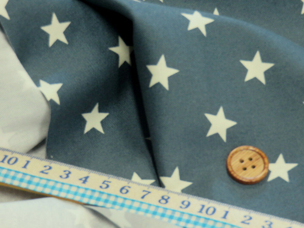 星柄 くすみブルー オックス生地 dou【メール便2m可】 宇宙 スター コスモ 星 生地 布地 綿 コットン 手作り 手芸 ハンドメイド 入園 入学