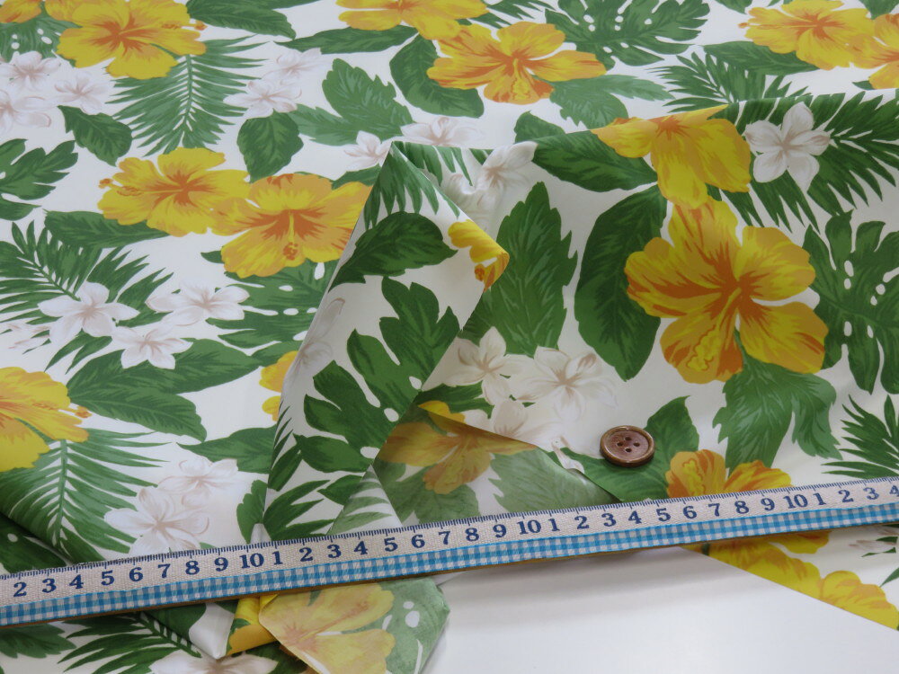 T/Cブロード ハワイアン ハイビスカス オフ【メール便3m可】 生地 布地 ハワイアン フラダンス 衣装 ムームー アロハ ノーアイロン