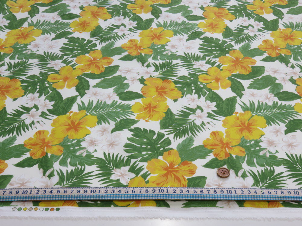 T/Cブロード ハワイアン ハイビスカス オフ【メール便3m可】 生地 布地 ハワイアン フラダンス 衣装 ムームー アロハ ノーアイロン