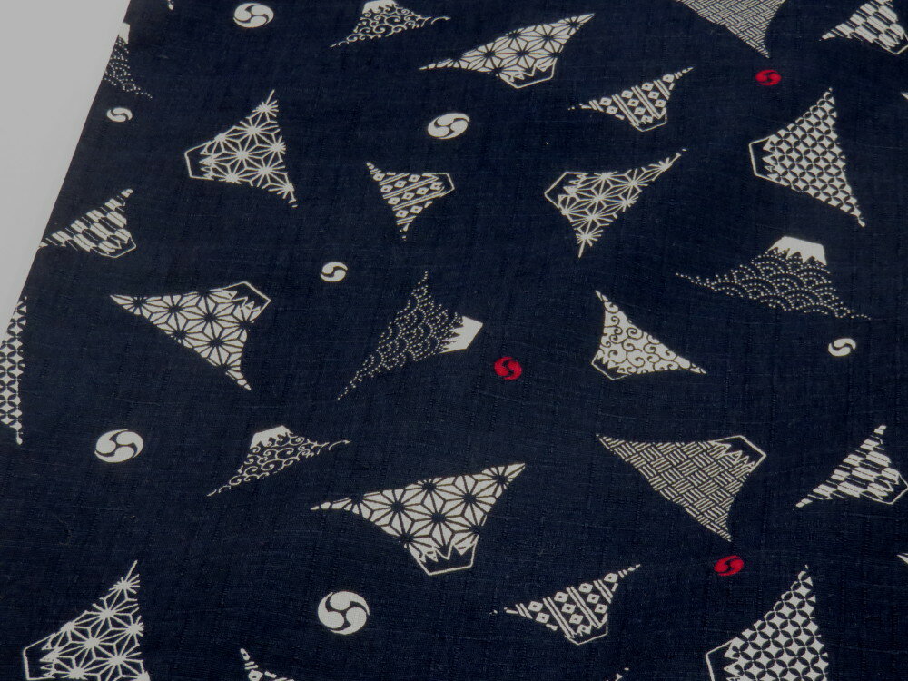 サザンクロス 和柄ドビー 富士山 ネイビー dou　【メール便2m可】 生地 布地 プリント生地 浴衣 ゆかた 着物 作務衣 よさこい衣装 ステテコ じんべえ