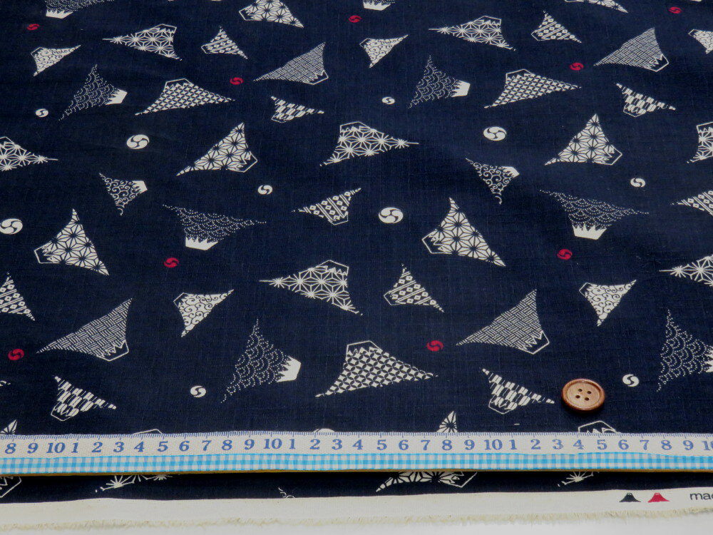 サザンクロス 和柄ドビー 富士山 ネイビー dou　【メール便2m可】 生地 布地 プリント生地 浴衣 ゆかた 着物 作務衣 よさこい衣装 ステテコ じんべえ