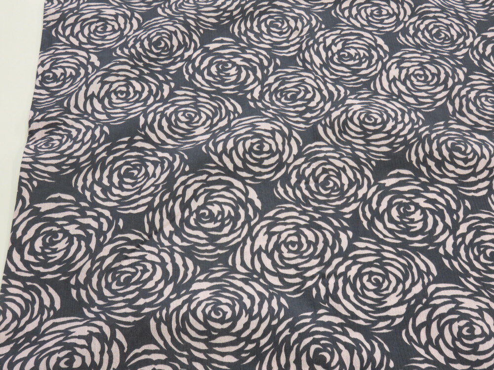 高島ちぢみ 花柄バラ ピンク dou　【メール便2m可】 チヂミ クール 生地 布地 パジャマ シャツ 浴衣 ゆ..