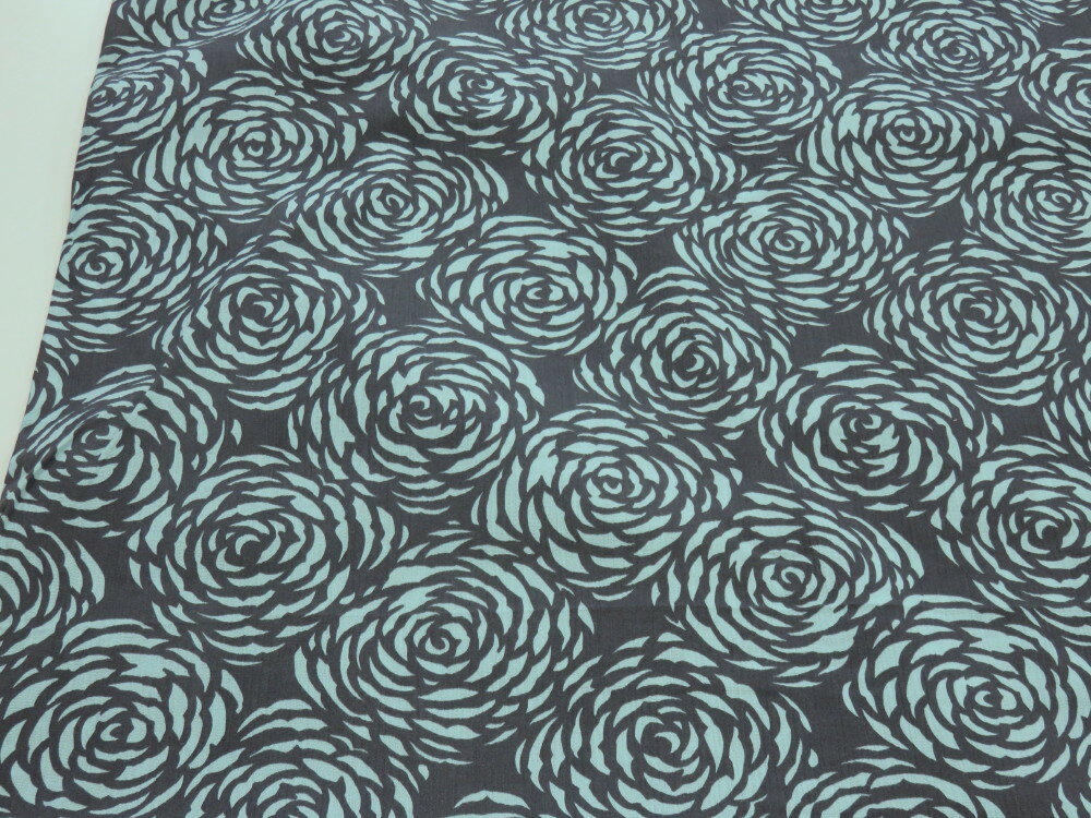 高島ちぢみ 花柄バラ グリーン dou　【メール便2m可】 チヂミ クール 生地 布地 パジャマ シャツ 浴衣 ..