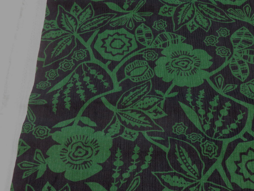 高島ちぢみ 花柄 グリーン【メール便2m可】 チヂミ クール 生地 布地 パジャマ シャツ 浴衣 ゆかた ジ..