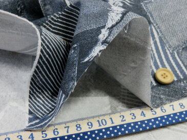 デニムポケットパッチランダム ブラック オックス生地 【メール便2m可】ジーンズ 生地 布地 綿 コットン 手作り 手芸 ハンドメイド 入園 入学