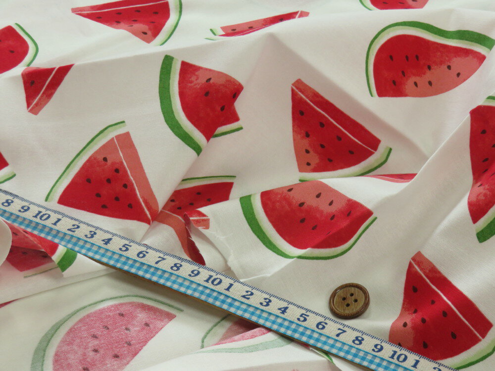 スイカ オフ シーチング dou 【メール便3m可】 生地 布地 手芸 プリント生地 綿 コットン 浴衣 ゆかた 着物 作務衣 よさこい衣装 ステテコ じんべえ