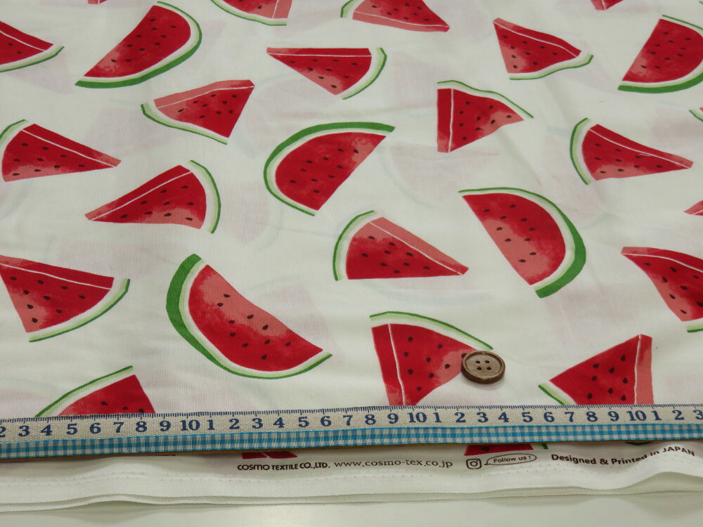 スイカ オフ シーチング dou 【メール便3m可】 生地 布地 手芸 プリント生地 綿 コットン 浴衣 ゆかた 着物 作務衣 よさこい衣装 ステテコ じんべえ