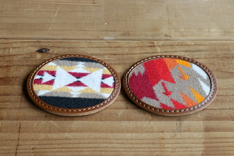 2個セット本革レザーコースターxPENDLETON 【Tucson Khaki】