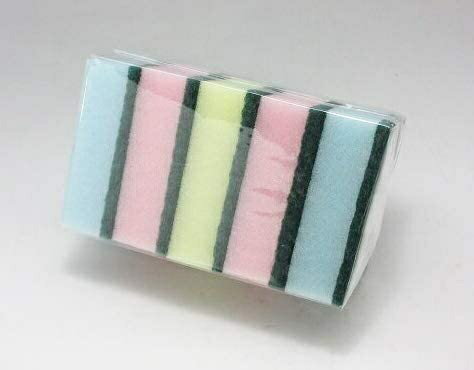 【お買い得10パックセット】ハット（株）製　ナイロンスポンジタワシ＜研磨剤入＞　5個入　JAN：4976508127326