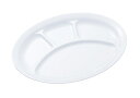 エンテック メラミン食器 No.54W 小判ランチ皿(大)4ツ切 300×225×25mm 白 JAN:4976391112188
