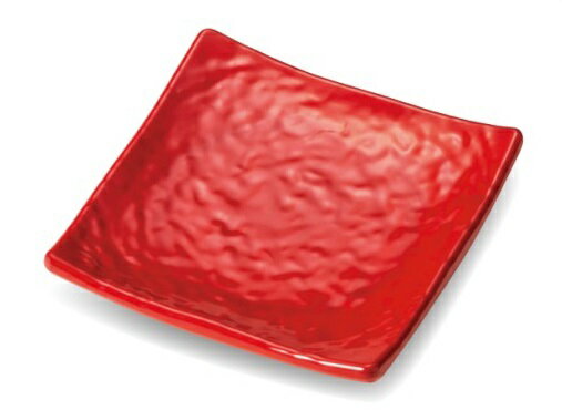 スリーラインメラミンウェア　紅釉　12cm正角皿　M-494BYU