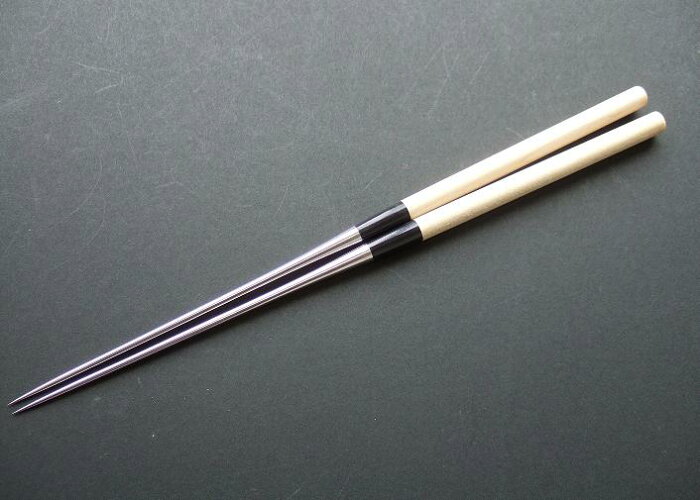極上白木柄　盛箸（水牛桂柄付）　180mm