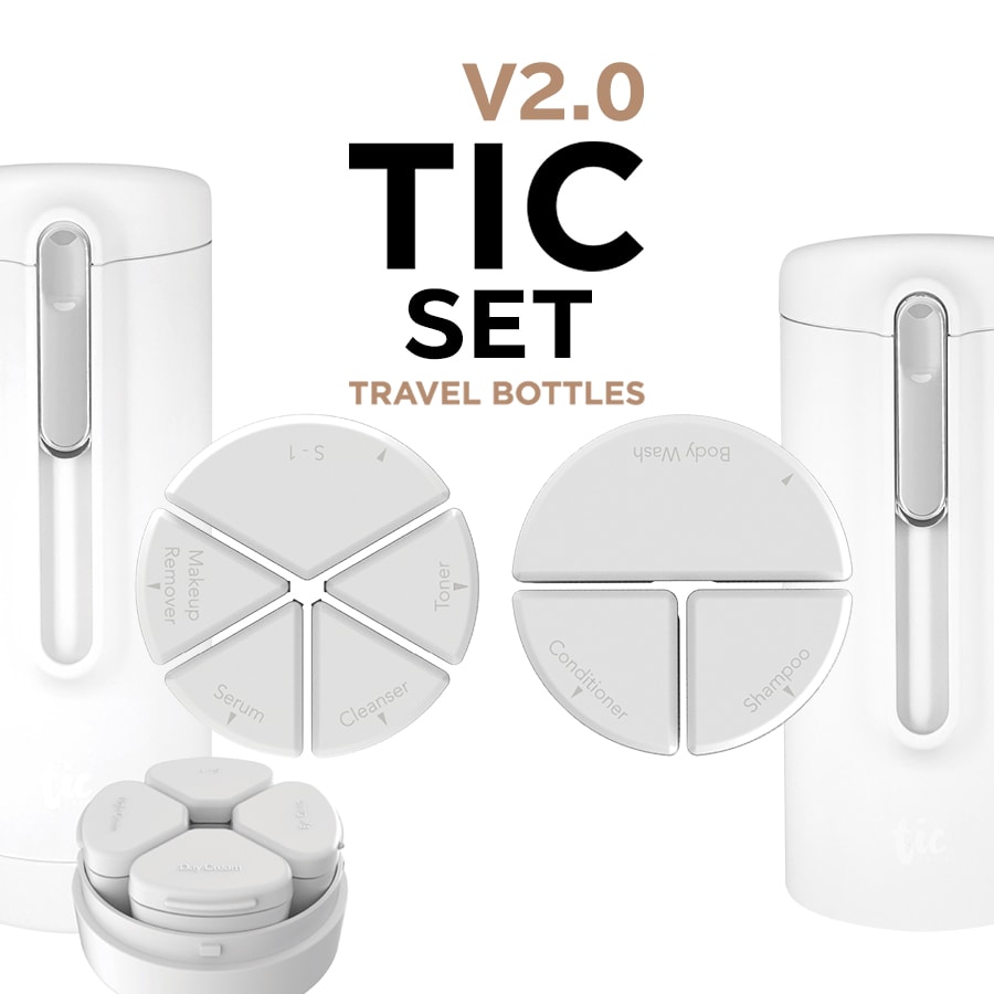 トラベルボトル TIC SKIN＆SHOWER BOTTLE V2.0（シャワー＋スキン2個セット）シャンプーや化粧水・クリームをひとまとめ！