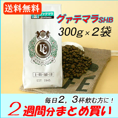 グアテマラ SHB コーヒー（珈琲 豆／粉）600g(300g×2セット)