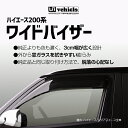 ハイエース 200系 ワイドバイザー 1型 ～ 現行モデル 全車全グレード対応 ドアバイザー 純正比幅 30mm 膨らみも大きいので窓拭きもラクラク 両面テープ 専用金具で安心取付 【ユーアイビークル】