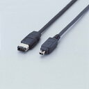 【2個セット】エレコム IE-461BK IEEE1394 FireWire400 ( i.LINK・DV ) ケーブル 6pin-4pin 1.0m ブラック IEEE1394ケーブル