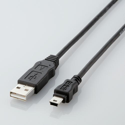  エレコム USB-ECOM550 USBminiケーブル RoHS指令準拠 USB A オス-USB miniB オス 5.0m ブラック エコUSBケーブル ( A-miniB 5m )