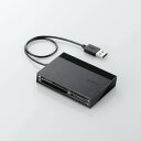 【2個セット】エレコム MR-C24BK カードリーダー USB2.0 2倍速転送 USB2.0ハブ3ポート付 ケーブル一体タイプ ブラック USBハブ付き48...