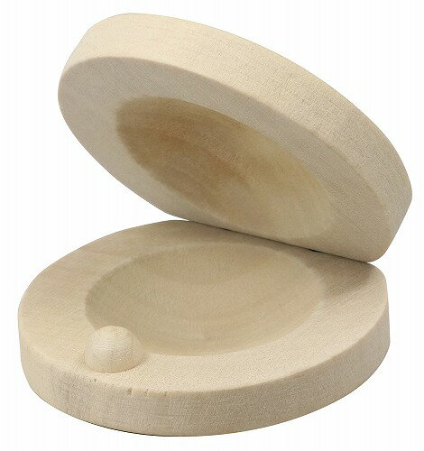 ●商品サイズ（単位mm):φ53×厚み30mm●重量（g）:33g●材質:木、ゴム●包装サイズ:60x65x35mm●生産国:中国好きな絵をかいて自分だけのカスタネットをつくろう！油性マーカー・ポスターカラーで着色できる！