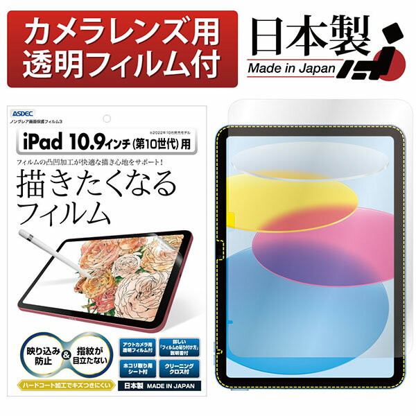 ASDEC NGB-IPA19 iPad 10.9インチ（第10世代）用ノングレアフィルム3 アスデック